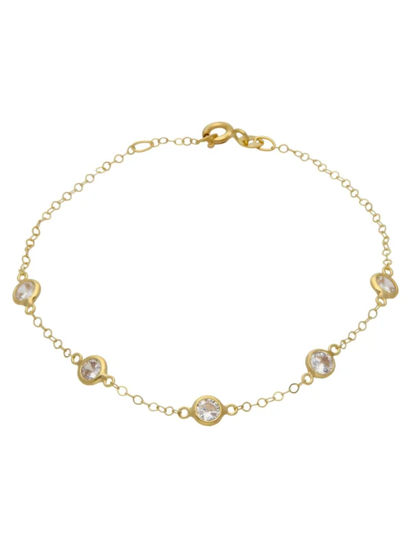 William May 9ct Yellow Gold 7.5" Cubic Zirconia Station Bracelet