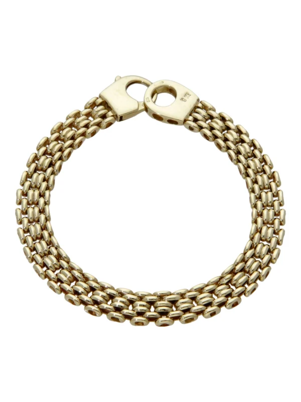 William May 9ct Yellow Gold 7.5" Fancy Brick Link Bracelet
