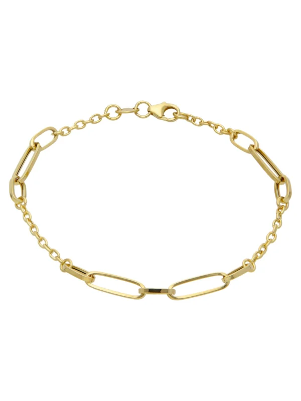 William May 9ct Yellow Gold 7.5" Fancy Paper Link Station Bracelet