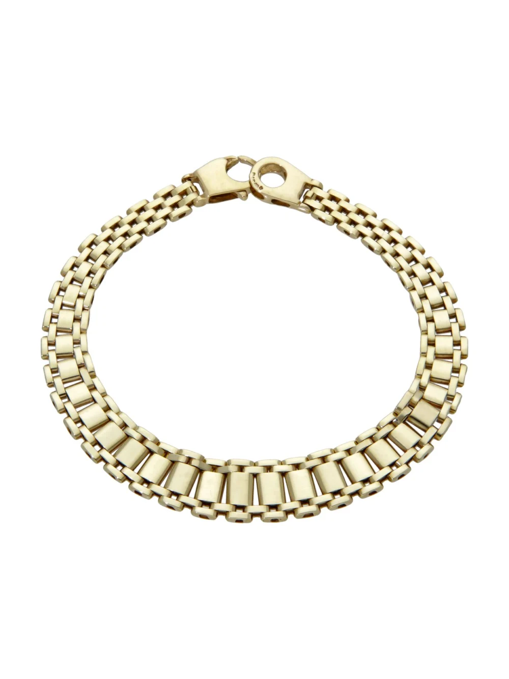 William May 9ct Yellow Gold 7.5" Graduated Brick Link Bracelet