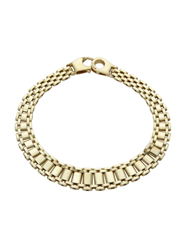 William May 9ct Yellow Gold 7.5" Graduated Brick Link Bracelet