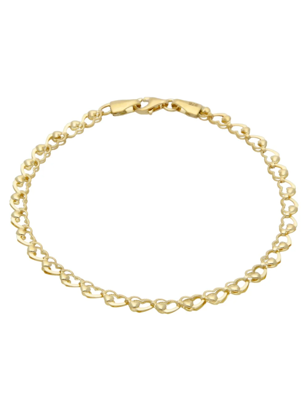 William May 9ct Yellow Gold 7.5" Heart Link Bracelet