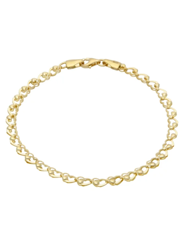 William May 9ct Yellow Gold 7.5" Heart Link Bracelet