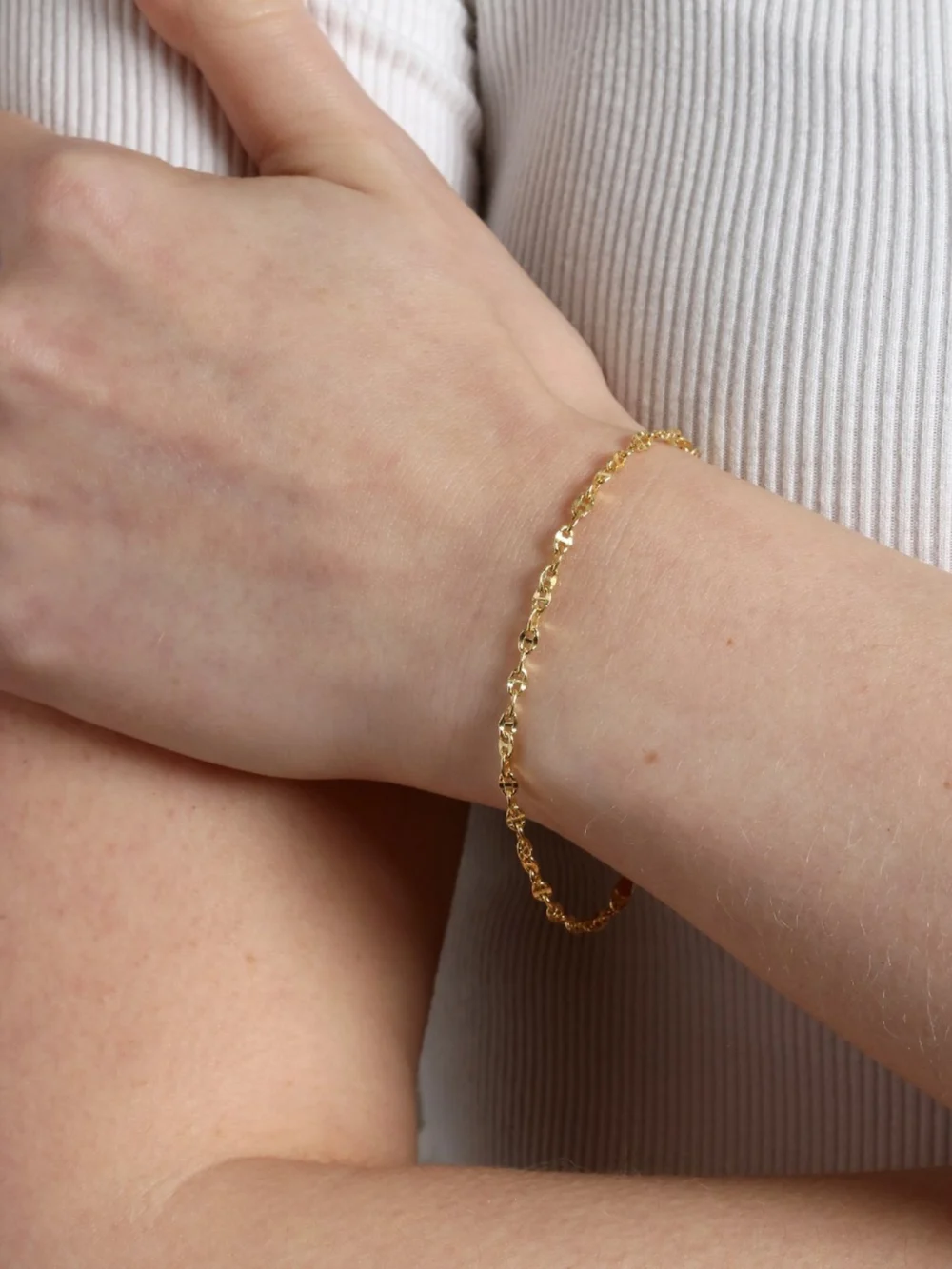William May 9ct Yellow Gold 7.5" Hollow Anchor Link Bracelet