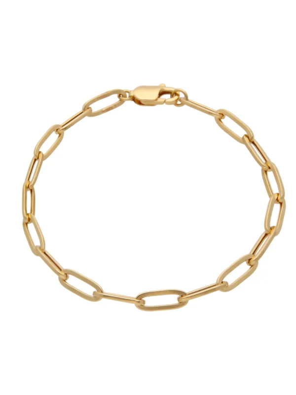 William May 9ct Yellow Gold 7.5" Hollow Paperclip Link Ladies Bracelet