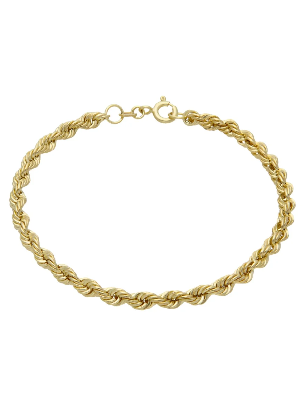 William May 9ct Yellow Gold 7.5" Hollow Rope Twist Bracelet, view 3