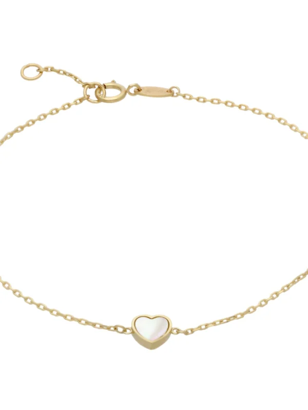 William May 9ct Yellow Gold 7.5" Mother of Pearl Triple Heart Bracelet