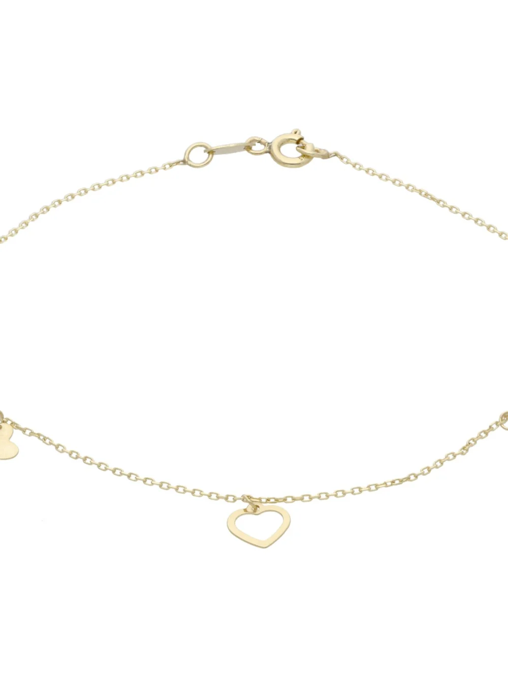 William May 9ct Yellow Gold 7.5" Multi Heart Drop Charm Style Bracelet