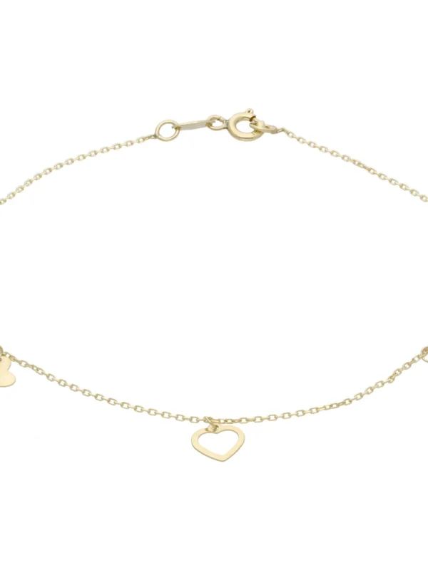 William May 9ct Yellow Gold 7.5" Multi Heart Drop Charm Style Bracelet
