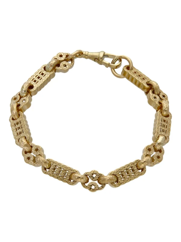 William May 9ct Yellow Gold 7.5" Stars & Bars Link Bracelet 22.6G