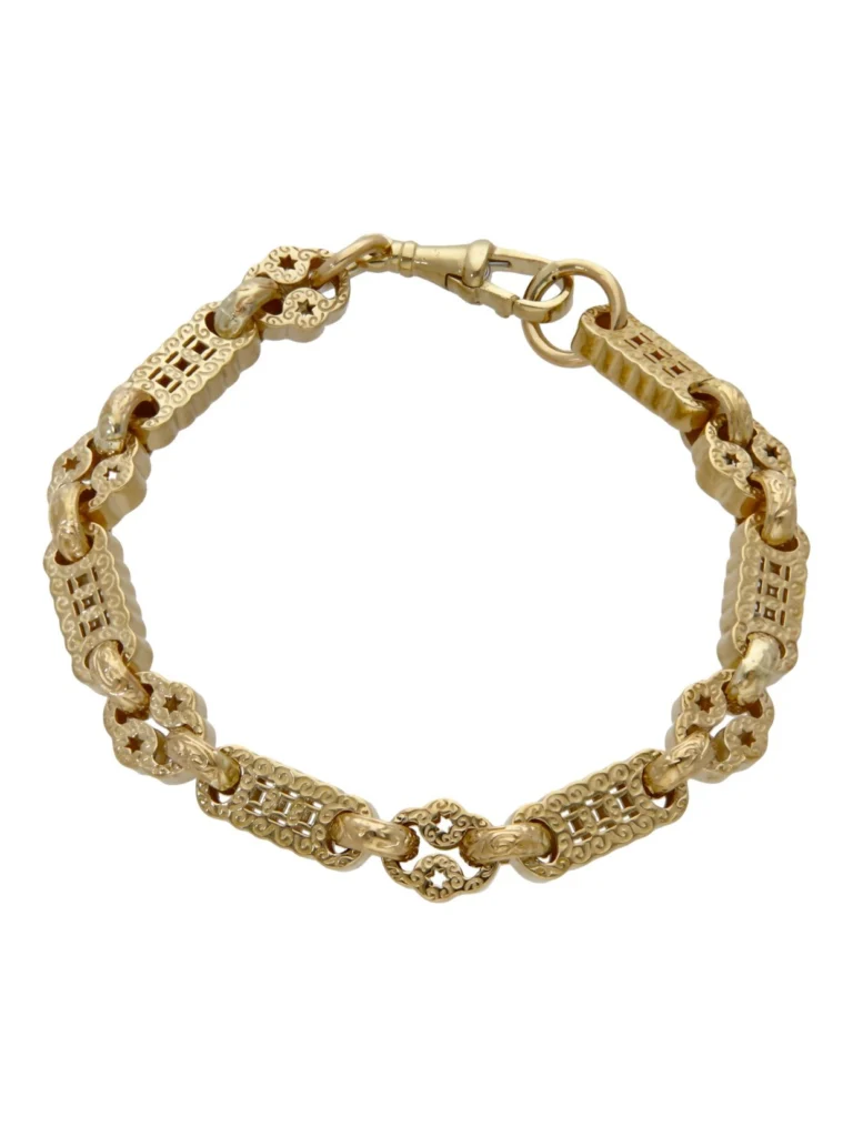 William May 9ct Yellow Gold 7.5" Stars & Bars Link Bracelet 22.6G