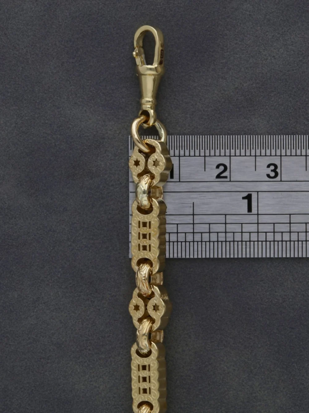 William May 9ct Yellow Gold 7.5" Stars & Bars Link Bracelet 22.6G, view 4
