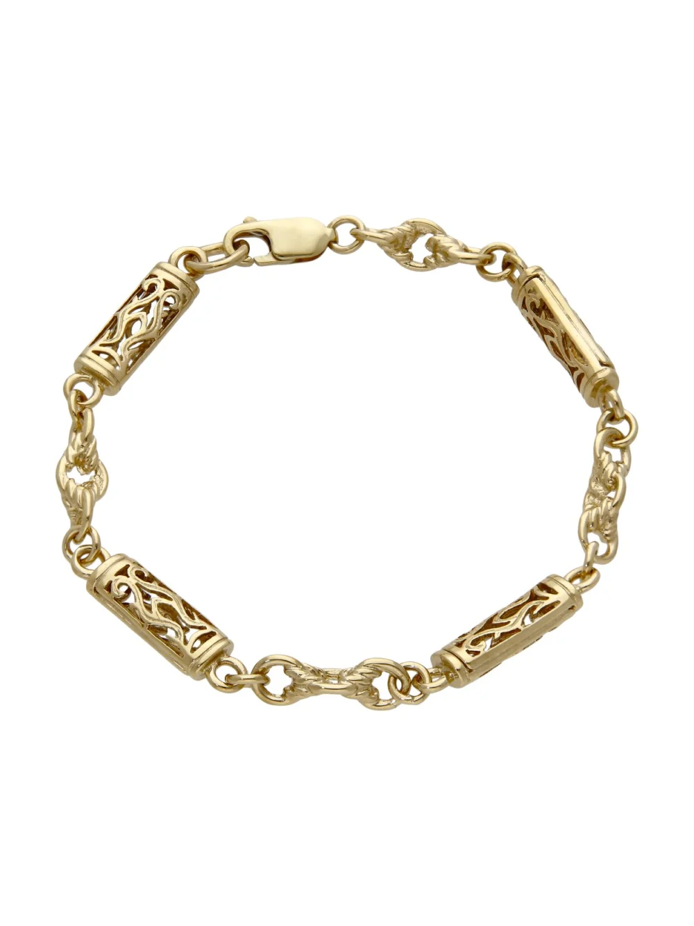 William May 9ct Yellow Gold 7.75" Fancy Bar Link Bracelet