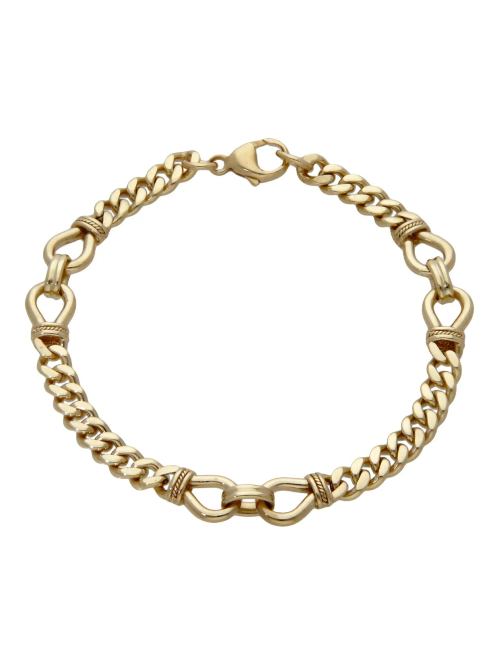William May 9ct Yellow Gold 7.75" Fancy Curb Link Bracelet