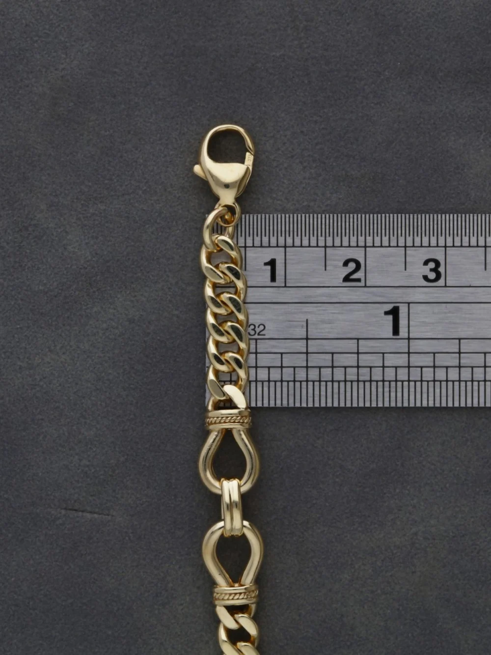 William May 9ct Yellow Gold 7.75" Fancy Curb Link Bracelet, view 3