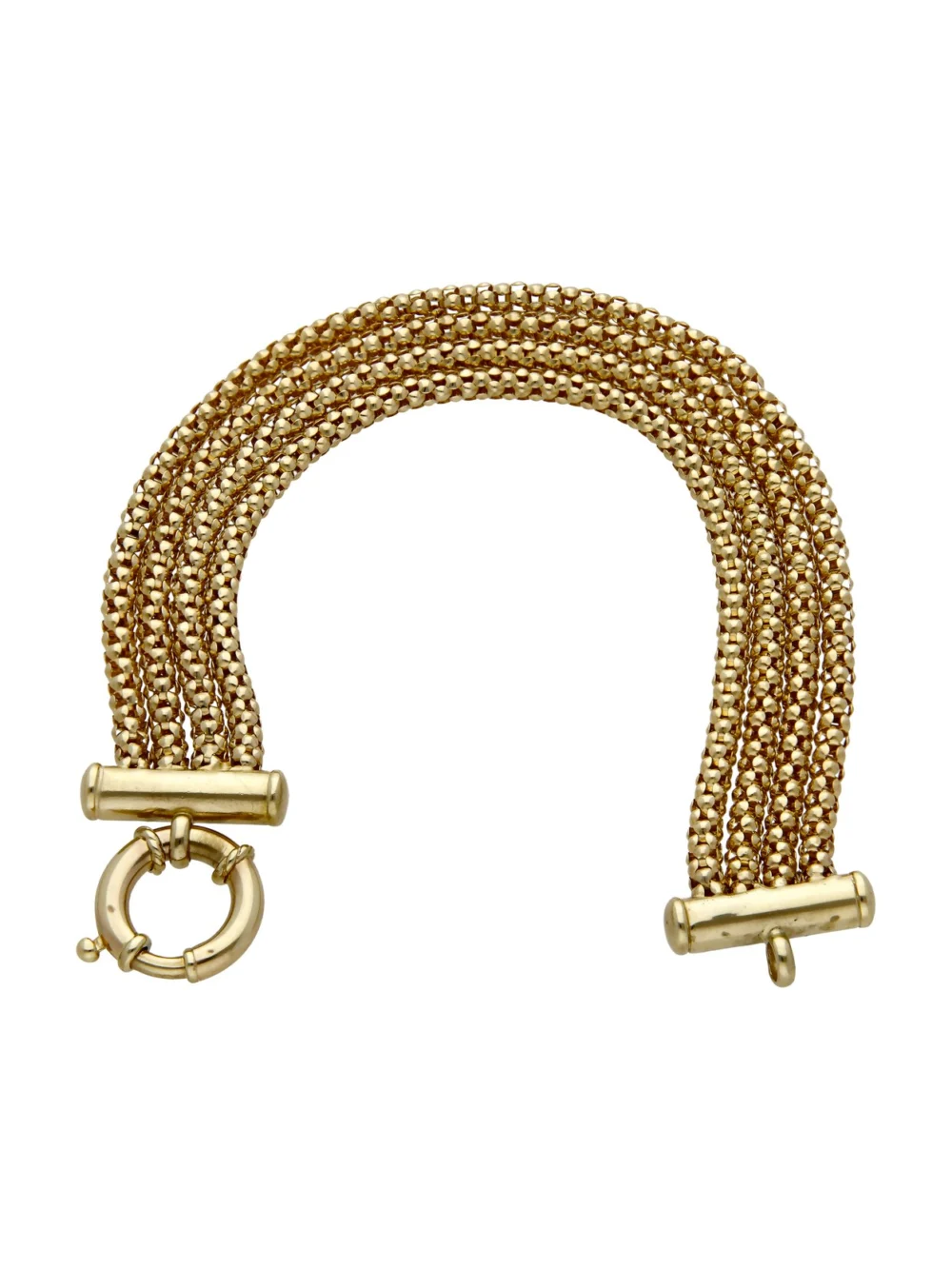 William May 9ct Yellow Gold 8" 4 Row Fancy Popcorn Link Bracelet, view 2
