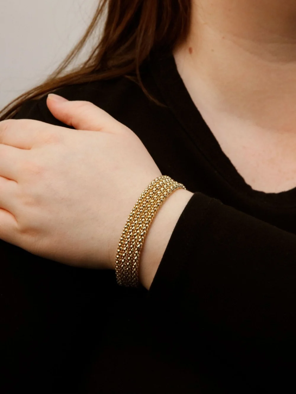 William May 9ct Yellow Gold 8" 4 Row Fancy Popcorn Link Bracelet, view 3