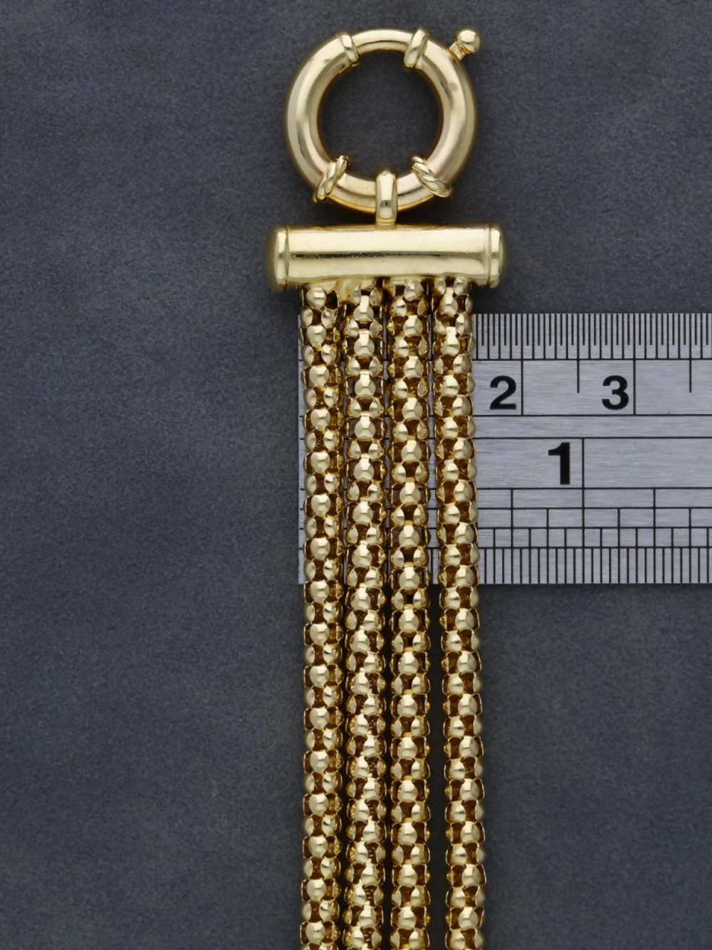 William May 9ct Yellow Gold 8" 4 Row Fancy Popcorn Link Bracelet, view 4