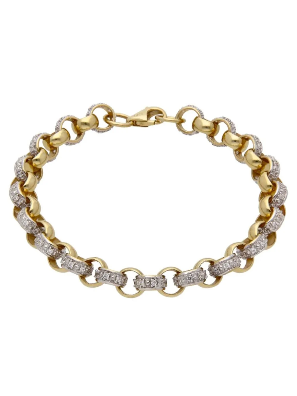 William May 9ct Yellow Gold 8" Cubic Zirconia Belcher Bracelet 27G