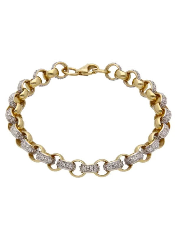 William May 9ct Yellow Gold 8" Cubic Zirconia Belcher Bracelet 27G