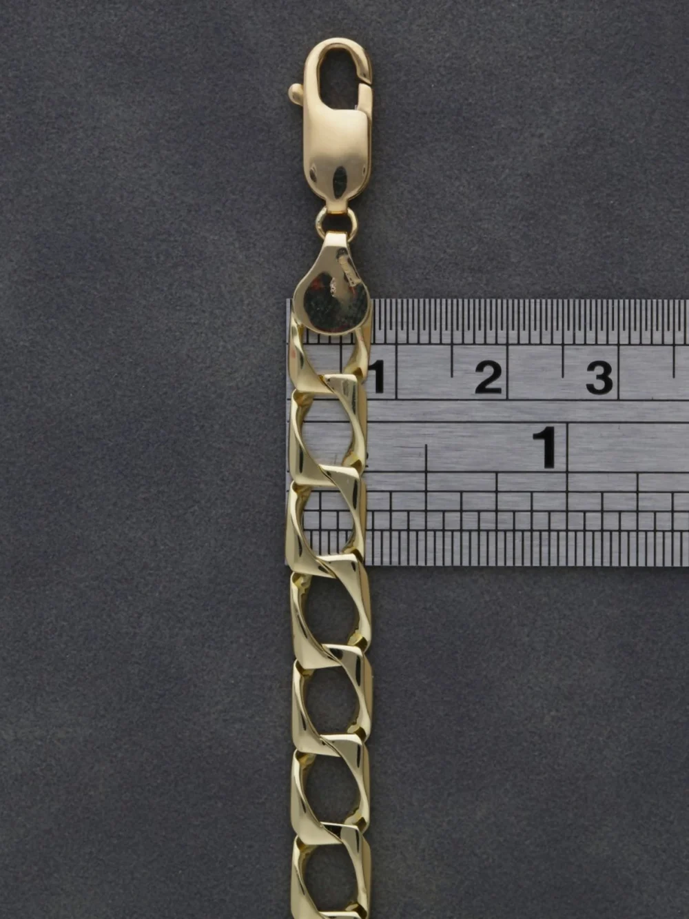 William May 9ct Yellow Gold 8" Square Curb Bracelet, view 2