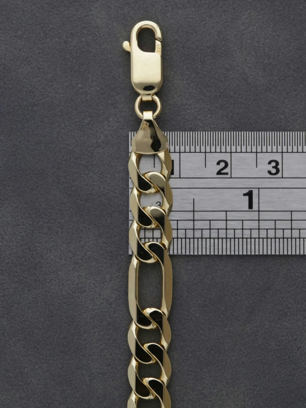 William May 9ct Yellow Gold 8.5" Figaro Bracelet, view 3