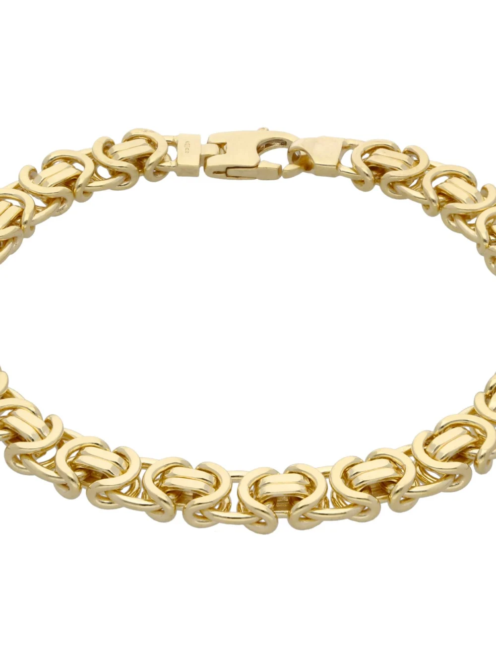 William May 9ct Yellow Gold 8.5" Flat Byzantine Link Bracelet 22.4G, view 2