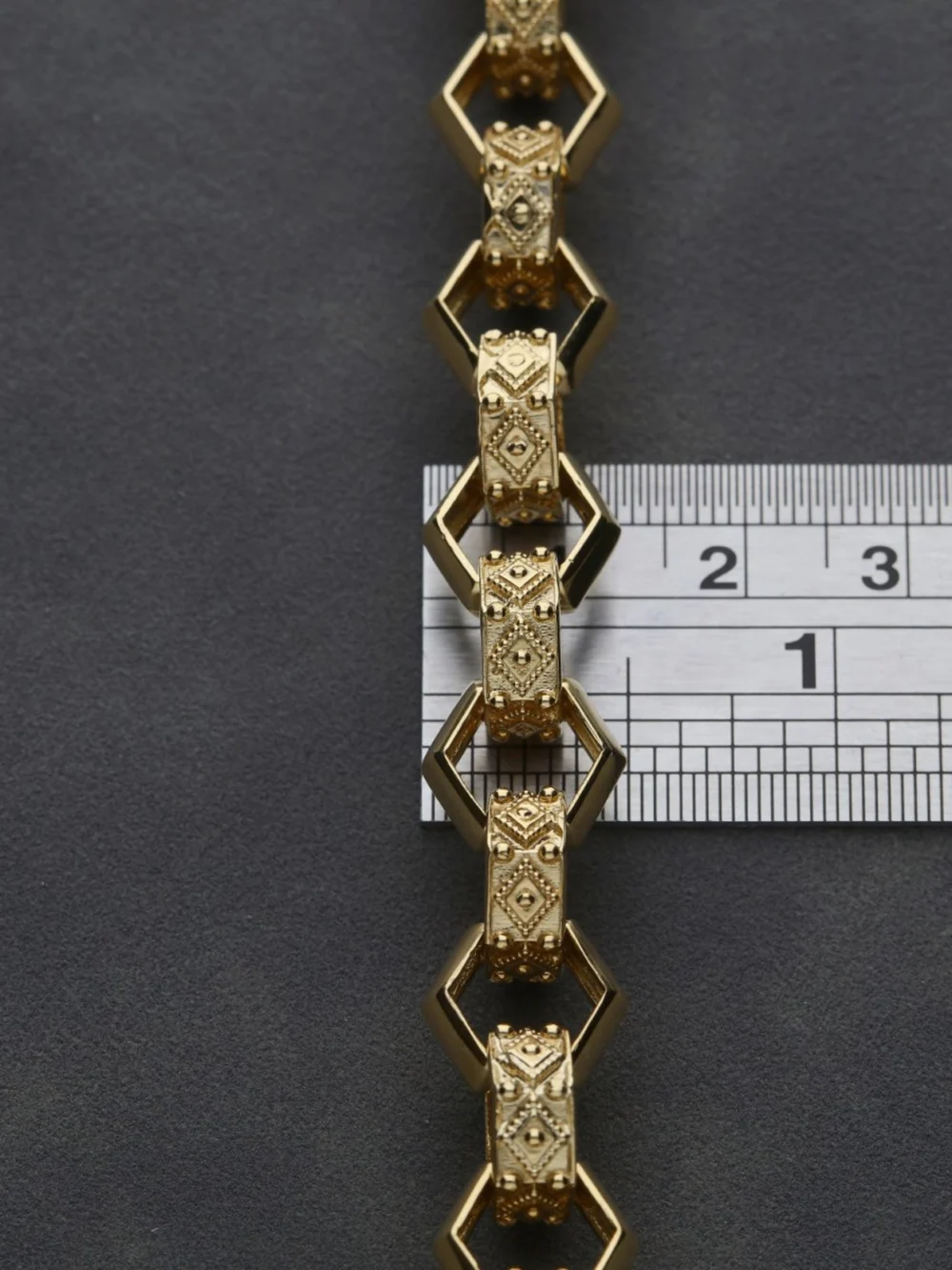 William May 9ct Yellow Gold 8.5" Hexagon Belcher Link Bracelet 1.2Oz, view 2