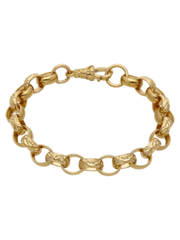William May 9ct Yellow Gold 8.5" Pattern & Polish Belcher Bracelet 26.1G