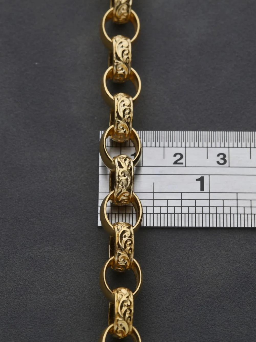 William May 9ct Yellow Gold 8.5" Pattern & Polish Belcher Bracelet 26.1G, view 2