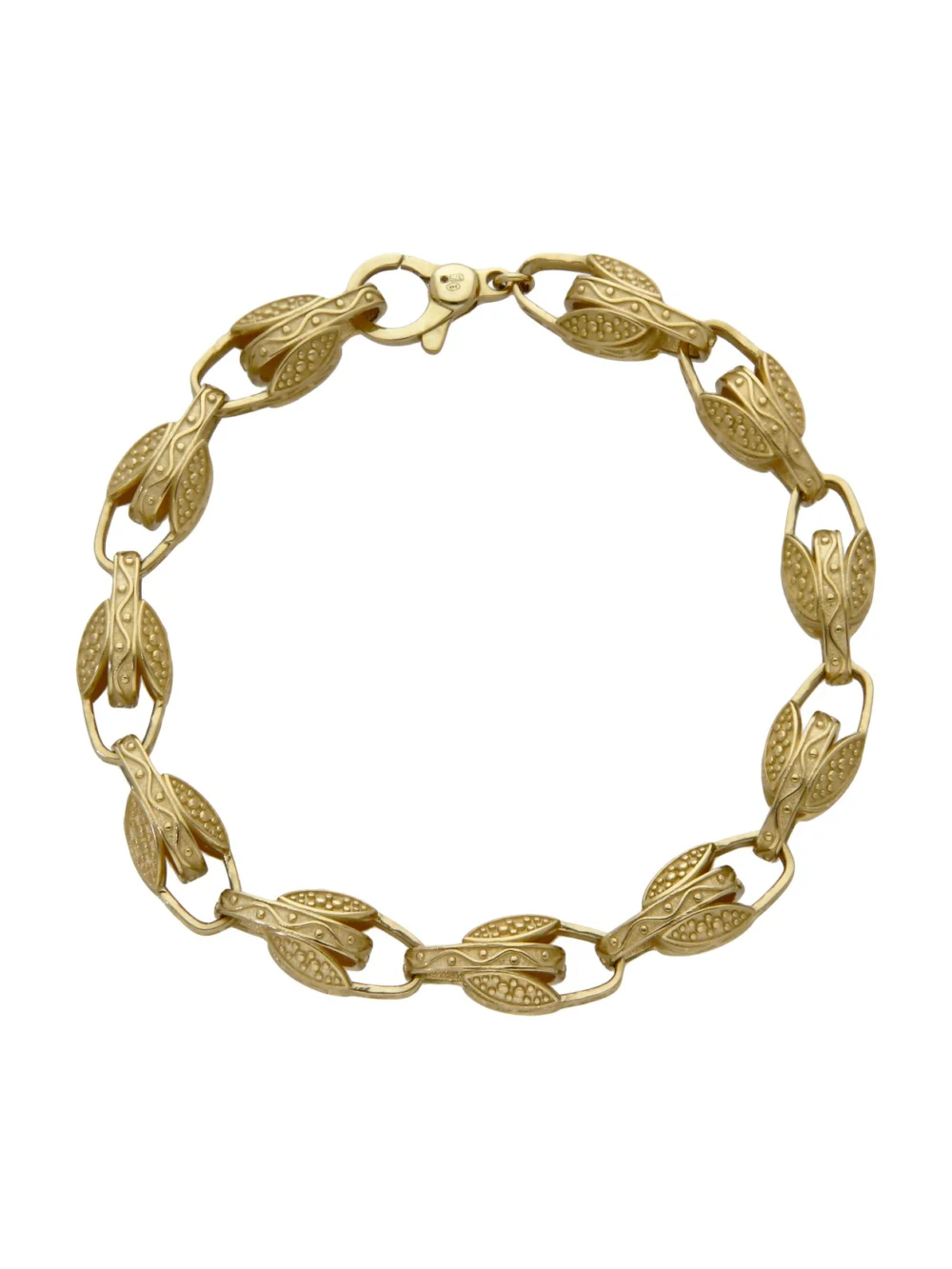 William May 9ct Yellow Gold 8.5" Patterned Tulip Link Bracelet 15G