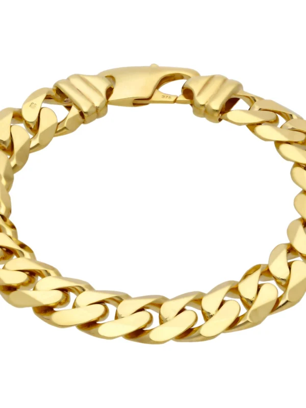William May 9ct Yellow Gold 9" Curb Link Heavy Bracelet 2.2Oz