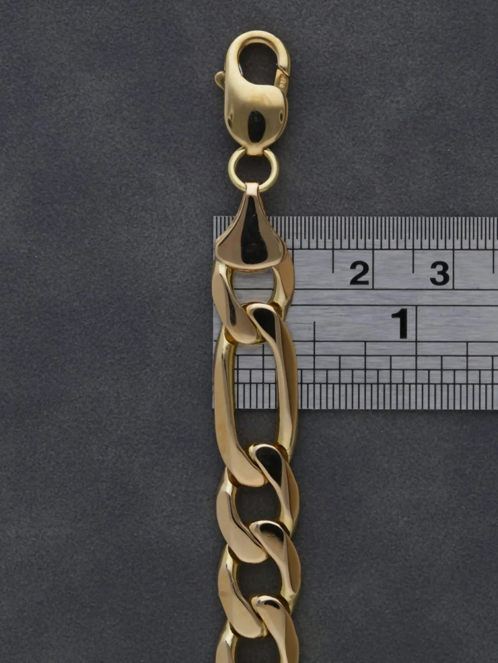 William May 9ct Yellow Gold 9" Heavy Figaro Bracelet, view 3