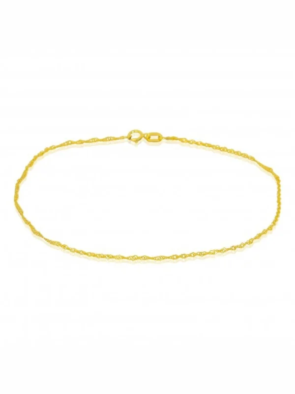 William May 9ct Yellow Gold 9 Inch Twisted Curb Anklet
