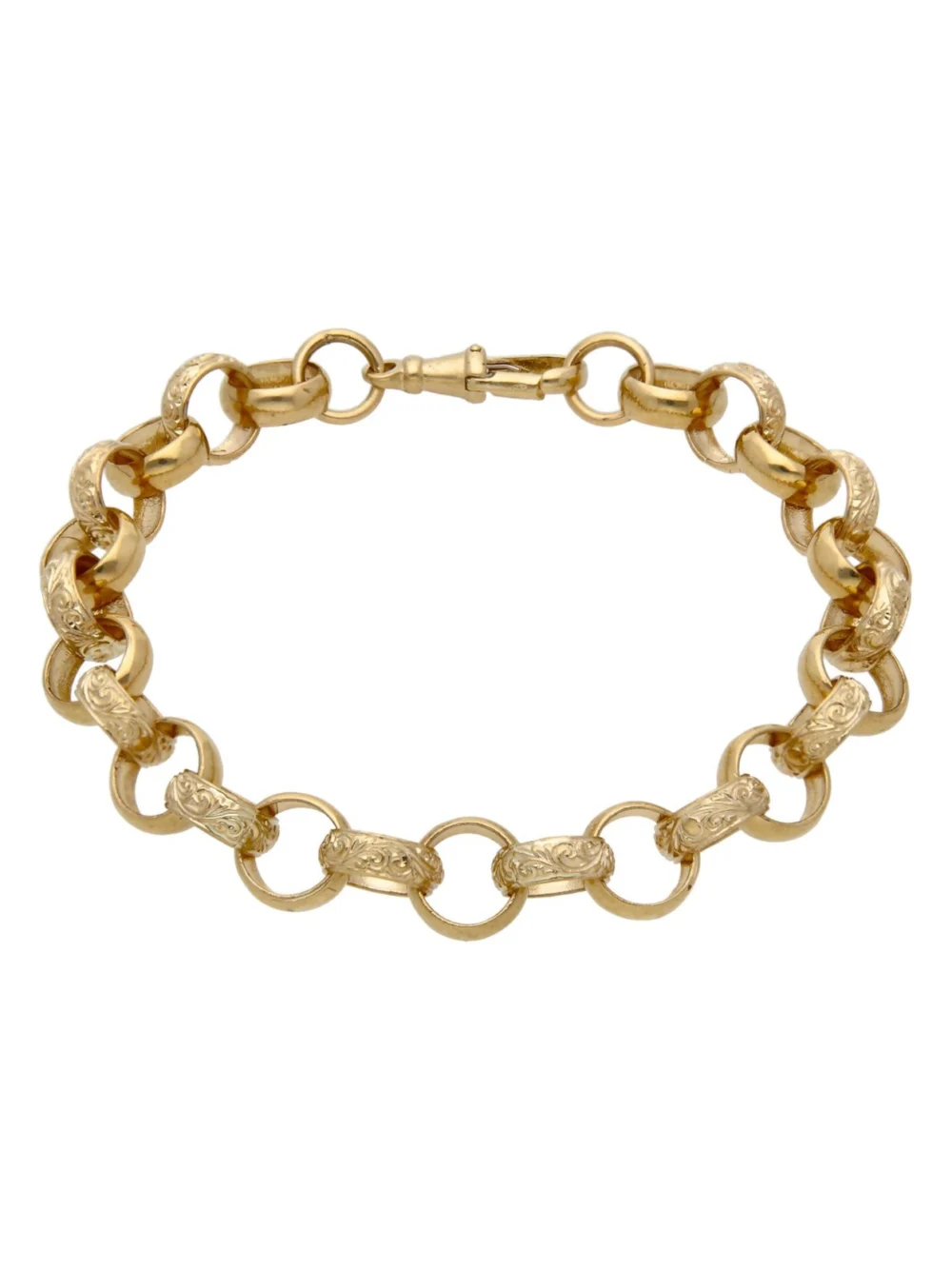 William May 9ct Yellow Gold 9" Pattern & Polish Belcher Bracelet 26.8G