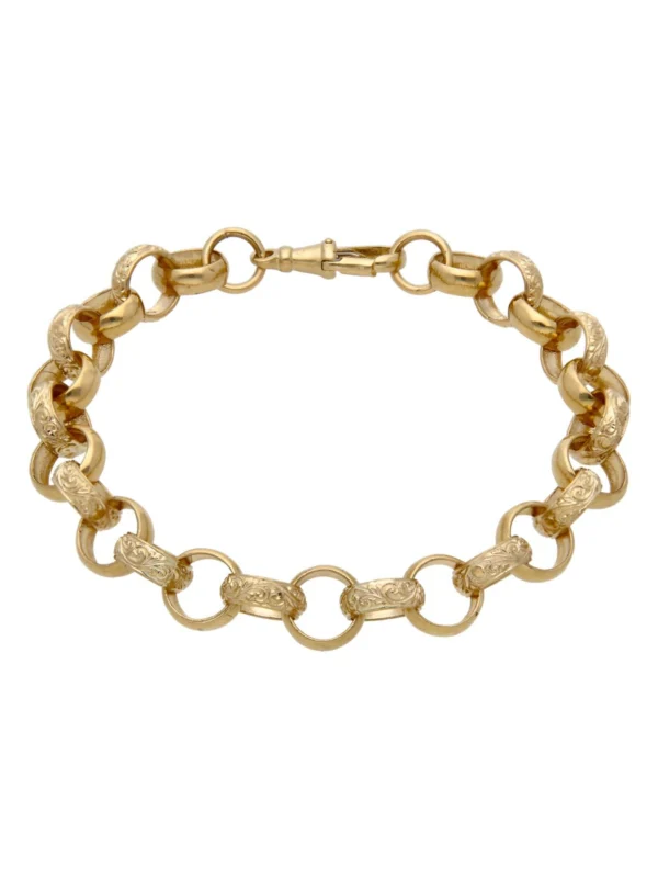 William May 9ct Yellow Gold 9" Pattern & Polish Belcher Bracelet 26.8G