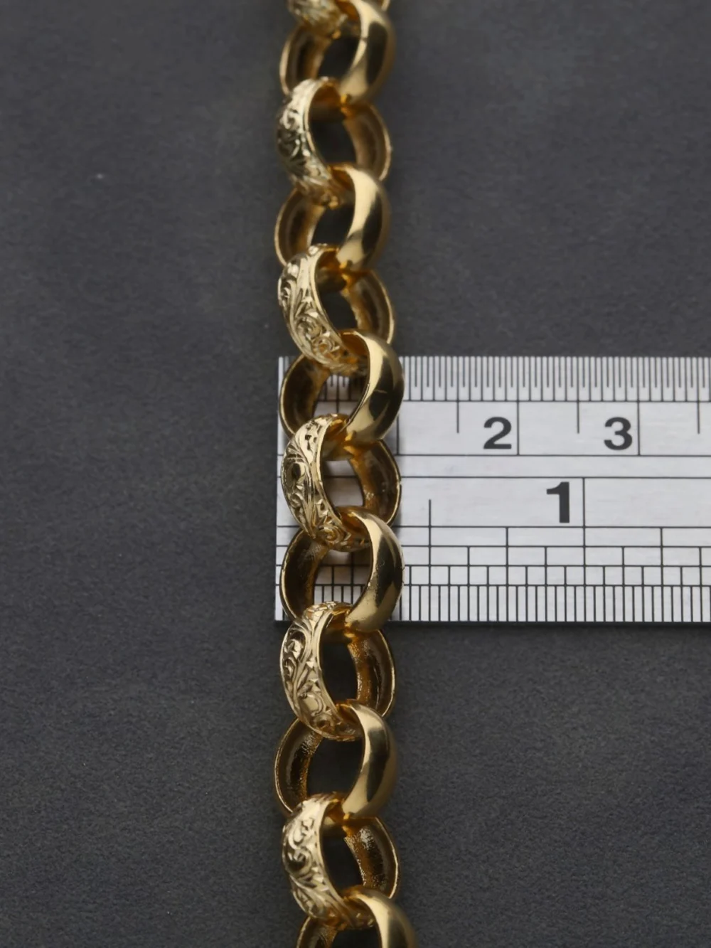 William May 9ct Yellow Gold 9" Pattern & Polish Belcher Bracelet 26.8G, view 2