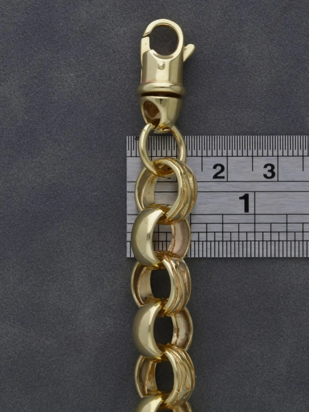 William May 9ct Yellow Gold 9" Pattern & Polished Belcher Bracelet, view 3