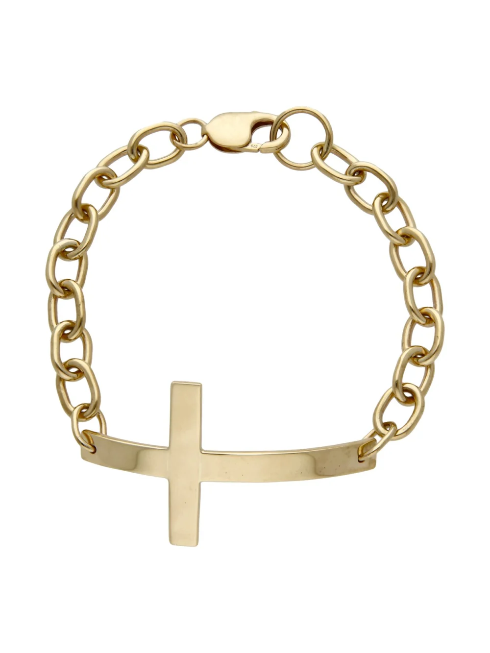William May 9ct Yellow Gold 9.25" Curved Cross Bracelet, view 2