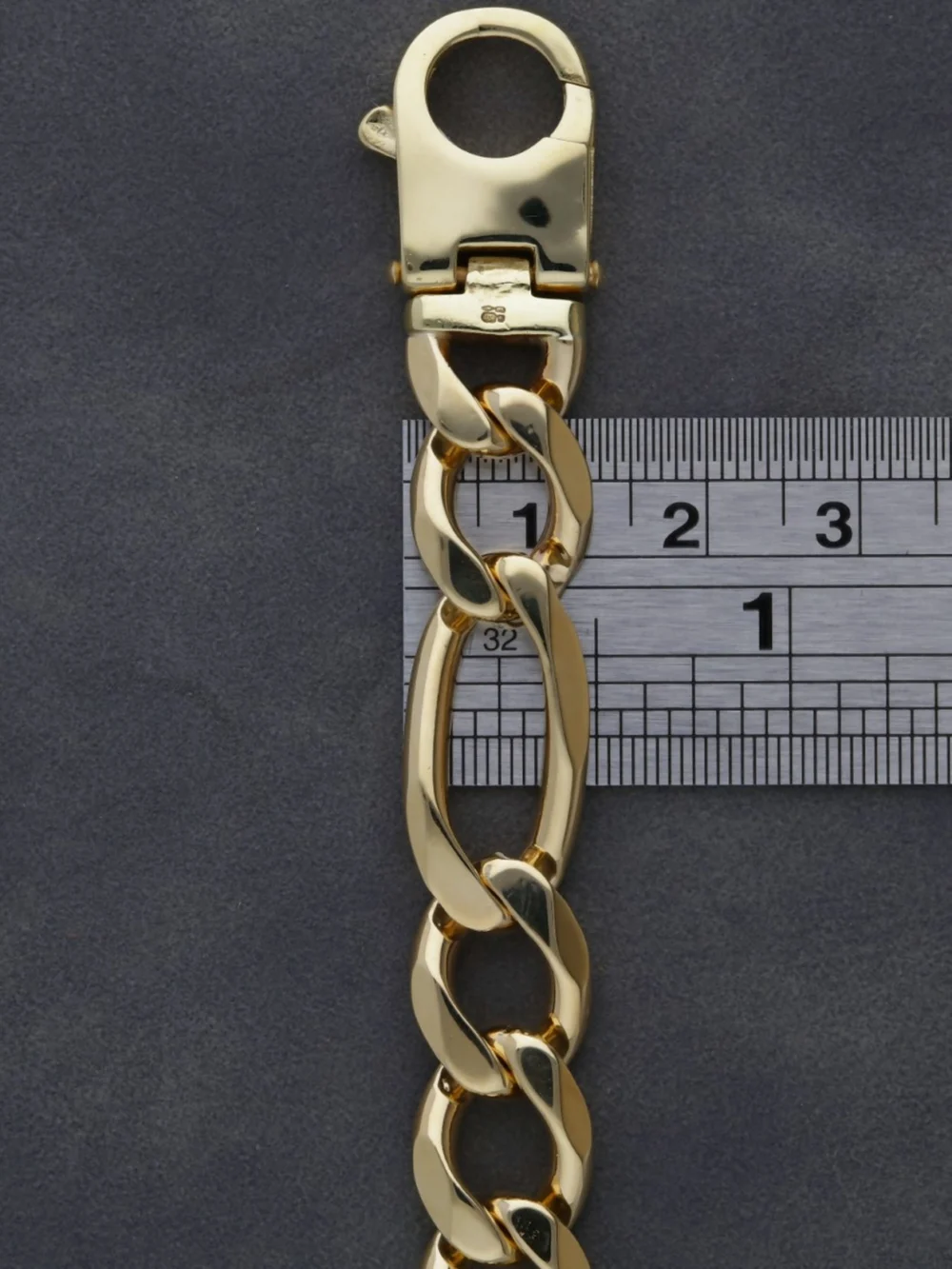 William May 9ct Yellow Gold 9.25" Heavy Figaro Bracelet, view 3
