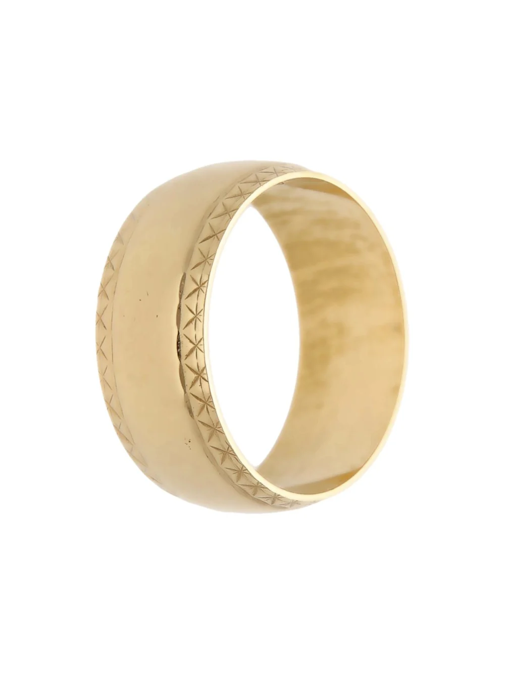 William May 9ct Yellow Gold 9mm Patterned Edge Wedding Band Ring, view 2