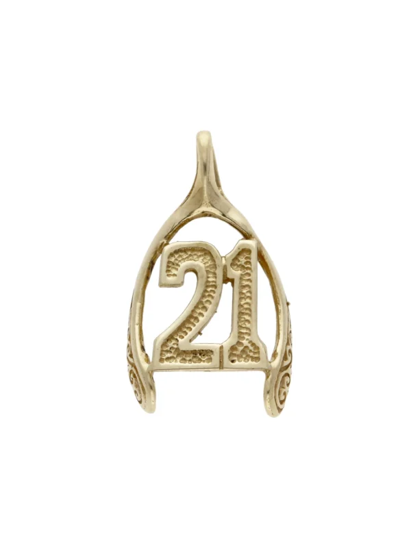William May 9ct Yellow Gold Age 21 Wishbone Pendant