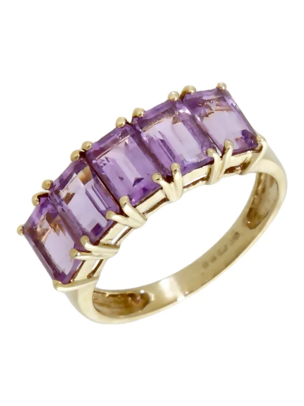 William May 9ct Yellow Gold Amethyst 5 Stone Dress Ring