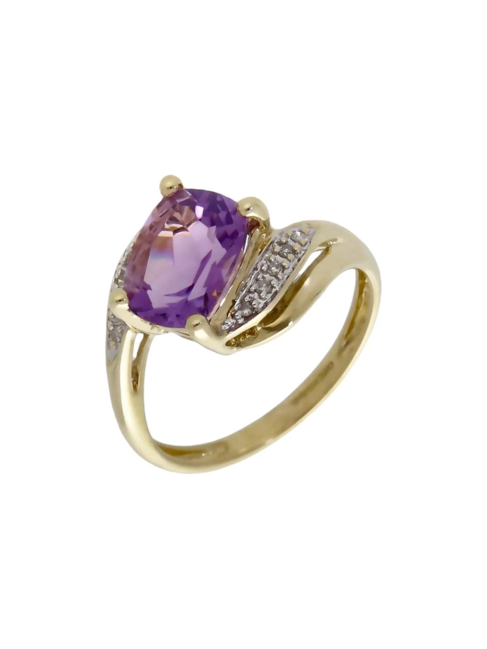 William May 9ct Yellow Gold Amethyst & Diamond Twist Dress Ring