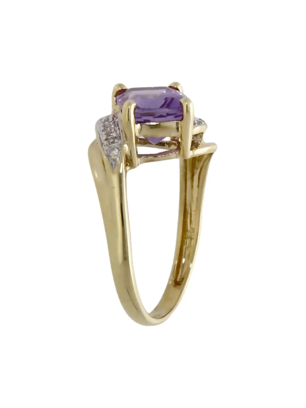 William May 9ct Yellow Gold Amethyst & Diamond Twist Dress Ring, view 2