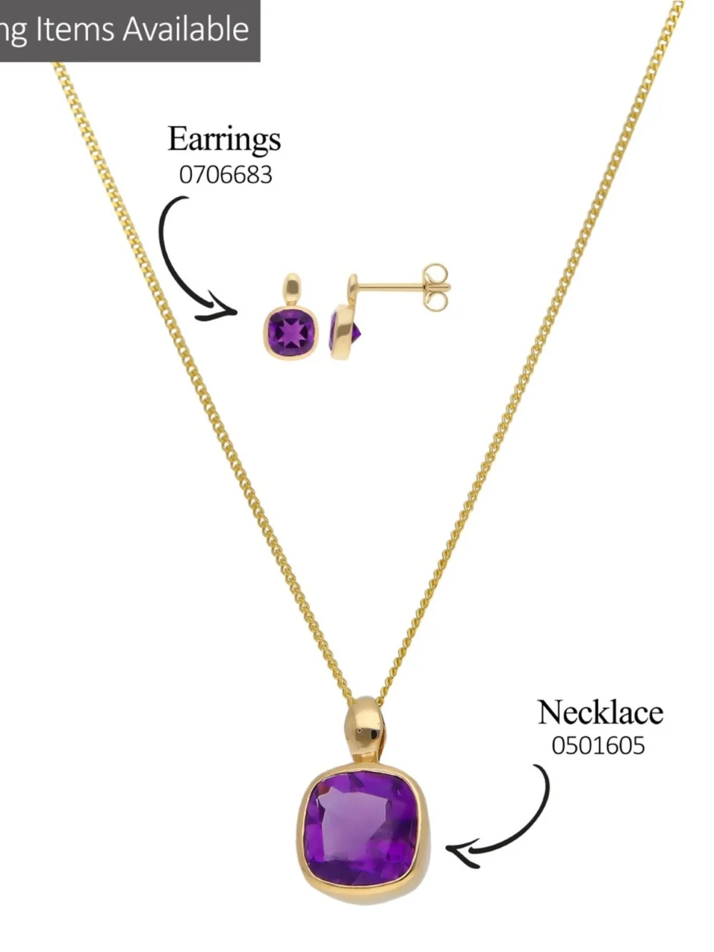 William May 9ct Yellow Gold Amethyst Stud Earrings, view 2