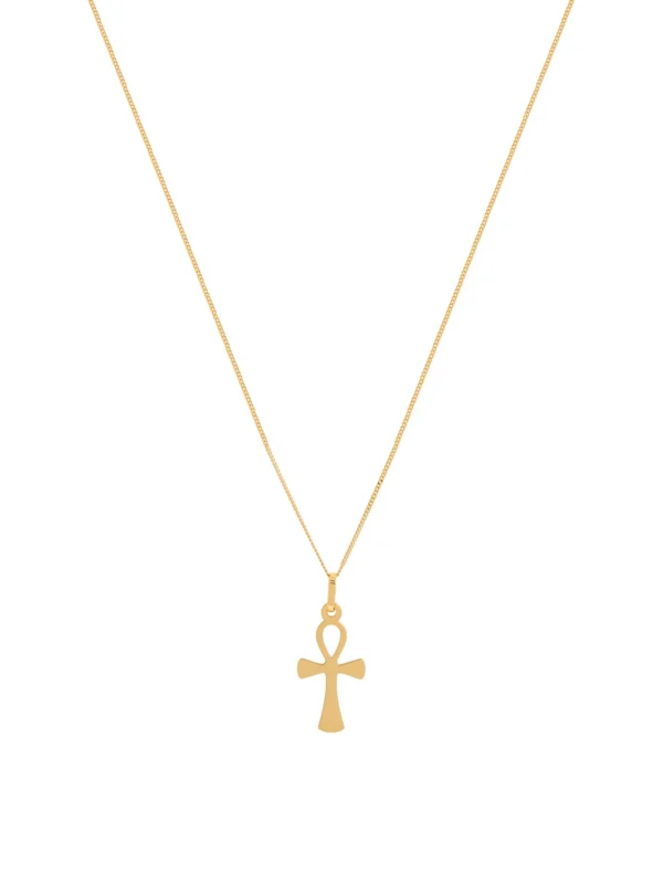 William May 9ct Yellow Gold Ankh Cross Pendant & 18" Necklace