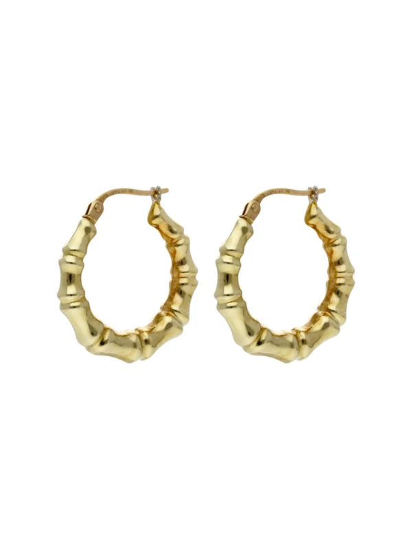 William May 9ct Yellow Gold Bamboo Creole Earrings