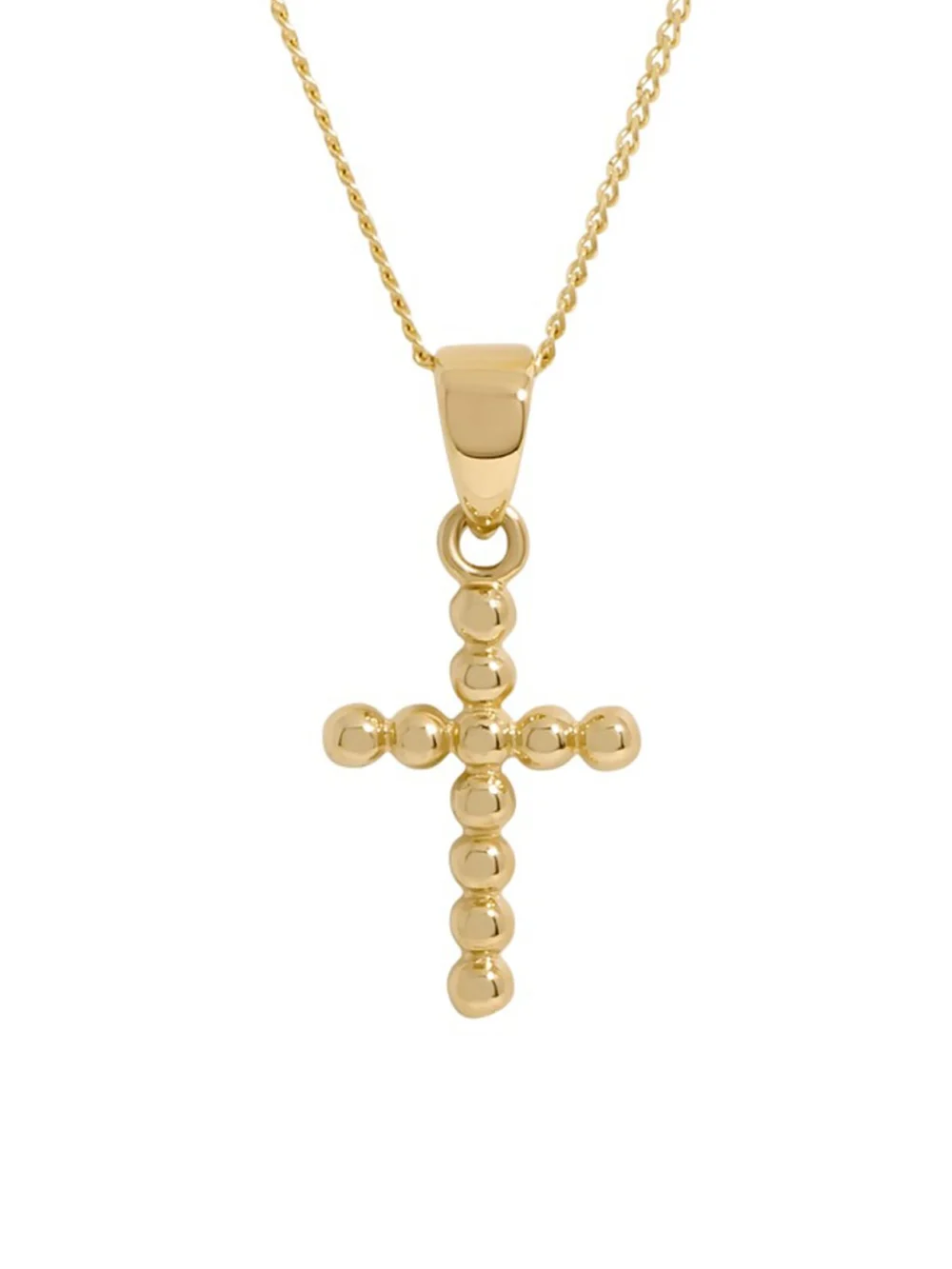 William May 9ct Yellow Gold Beaded Cross Pendant & 18" Necklace