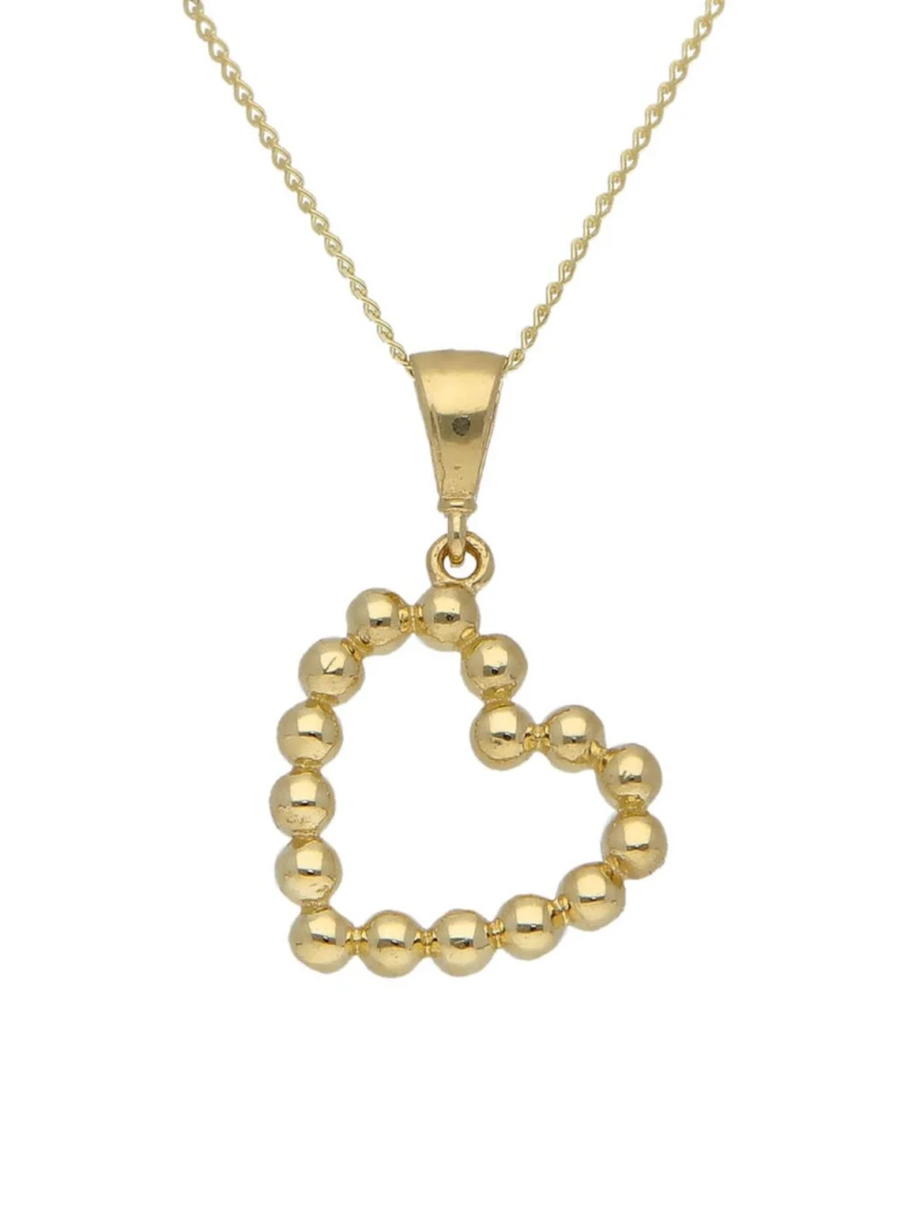 William May 9ct Yellow Gold Beaded Heart Pendant & 18" Necklace, view 2